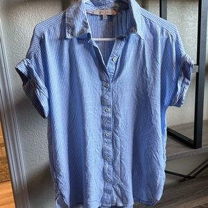 Blue & White Striped Button-up Shirt